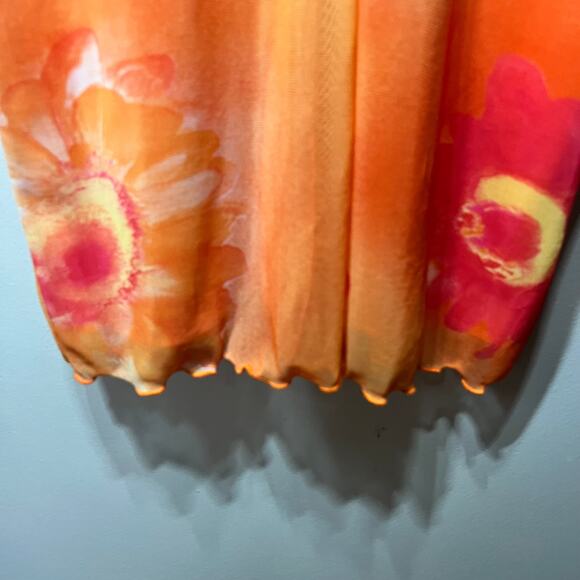 RAG Y2K VTG Orange Pink Flower Daisy Knit Rave Sleeveless Summer Hippie Boho L - Picture 5 of 7